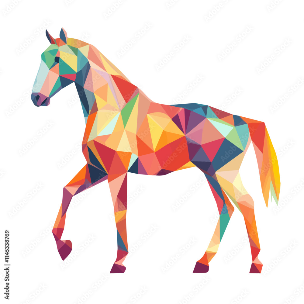 Obraz premium Simple Design of a Horse Full Body Geometry Vector Illustration | Bold and Creative Animal Art 
