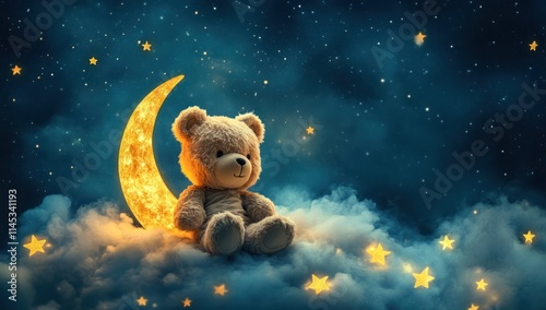 Wallpaper Mural Teddy Bear Dreaming on a Crescent Moon Torontodigital.ca