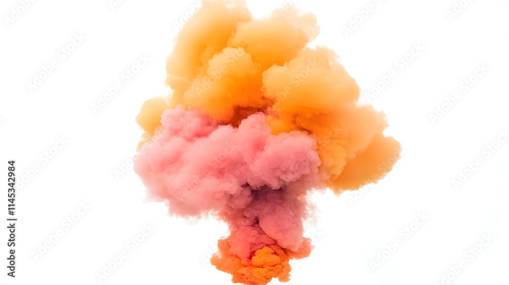 Fototapeta premium fiery red and orange smoke explosion, isolated on white background