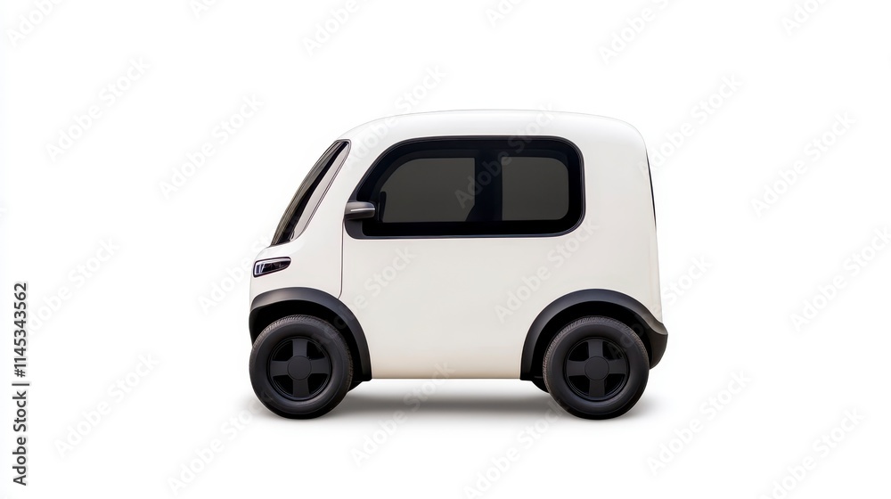 A compact, modern electric vehicle featuring a minimalist design, ideal for urban commuting and sustainability.
