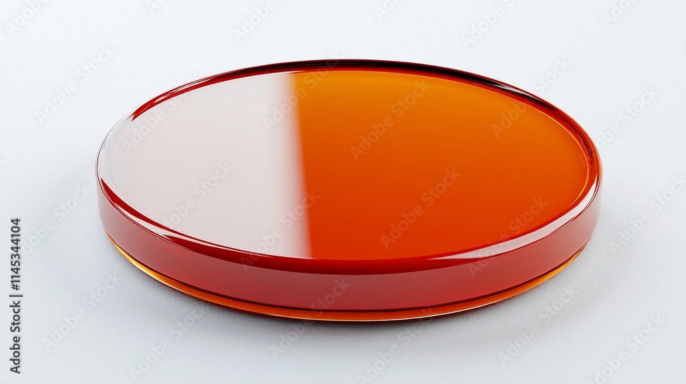 Glossy orange circular disc, half-lit. Glossy orange circular disc, half-lit.