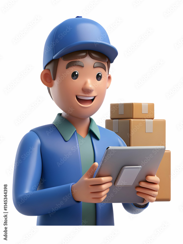 Close up portrait of logistics coordinator managing shipments on tablet concept as Portrait close up of a logistics coordinator managing shipments using a tablet symbolizing the marginal cost of logis