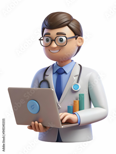 Healthcare cost analyst using financial software on macro digital background concept as Healthcare cost analyst using financial software on a laptop with a macro digital background symbolizing the mar