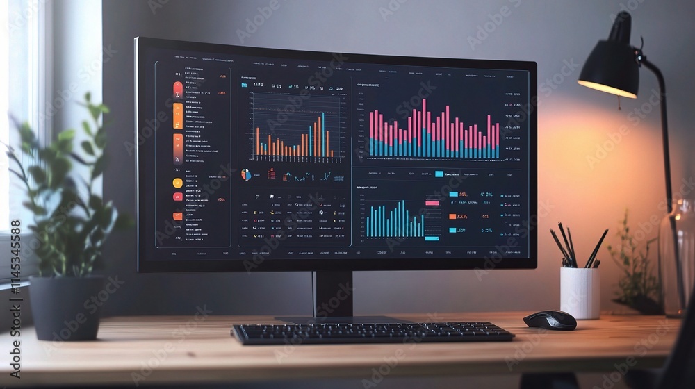 Vibrant Investment Analysis Dashboard on a Desktop Monitor