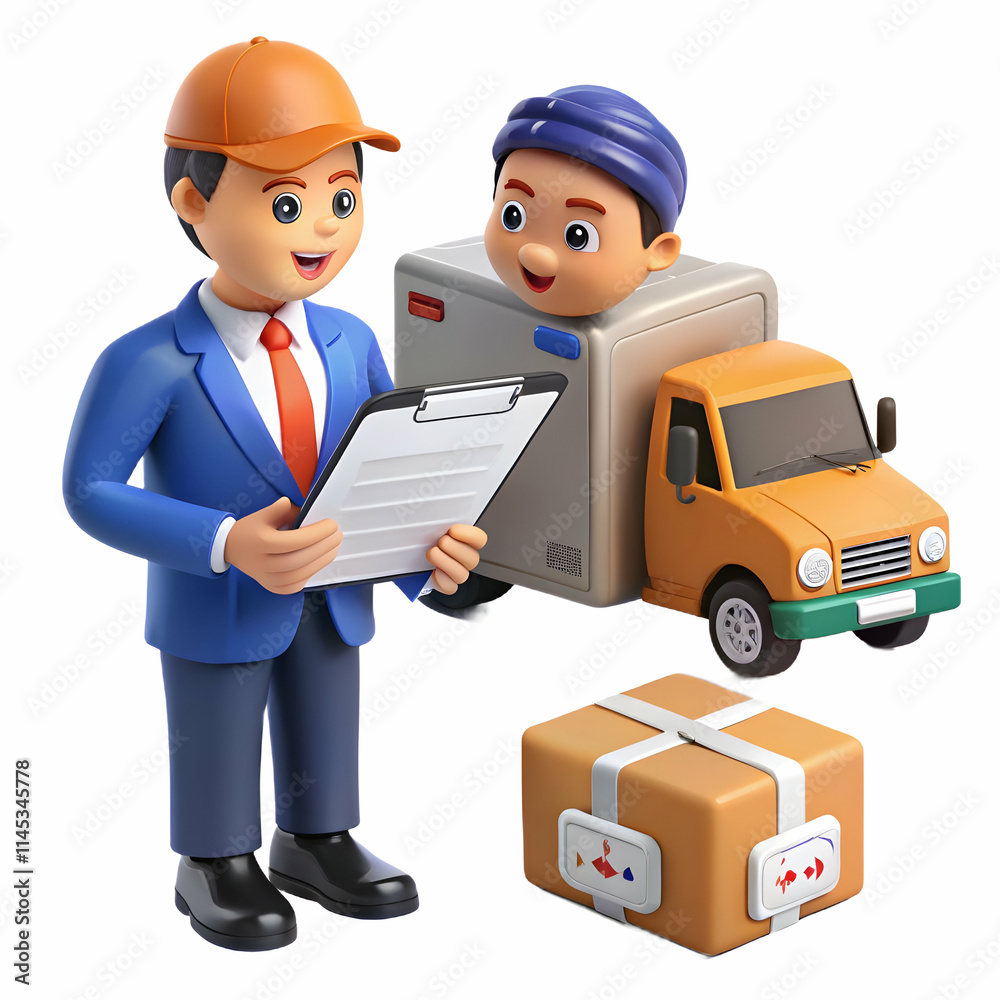 Obraz premium Close Up Logistics Manager Negotiating Shipping Rates Macro Shot with Tablet and Documents