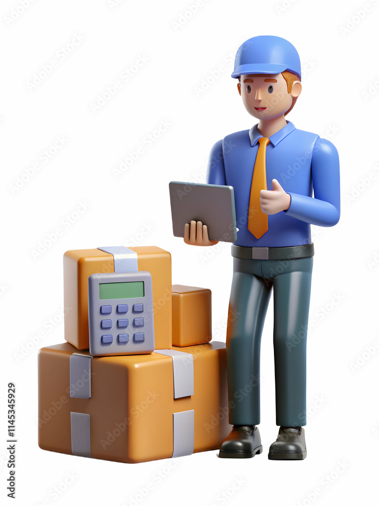 Warehouse Manager Calculating Logistics Costs on Glossy Desk for Cost Management Concept Warehouse Manager Calculating Logistics Costs on Glossy Desk for Cost Management Concept