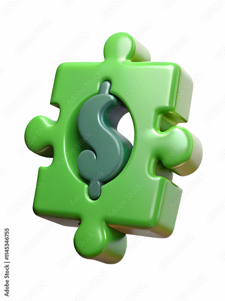 Puzzle Pieces Form Green Dollar Sign Symbolizing Eco-Friendly Finance Concept Puzzle Pieces Form Green Dollar Sign Symbolizing Eco-Friendly Finance Concept