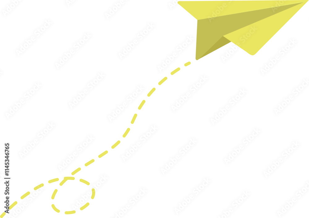 Yellow Paper Plane with Dotted Flight Paths Yellow Paper Plane with Dotted Flight Paths