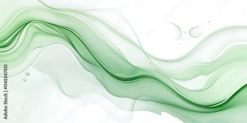 Naklejka premium Abstract Green Wave Design Fluid Art Swirls