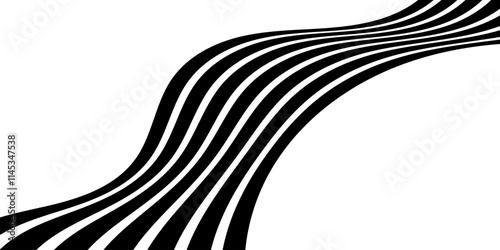 Geometric Abstract Decorative line wave Background. optical art illusion. perspective line stripes with 3d dimensional effect