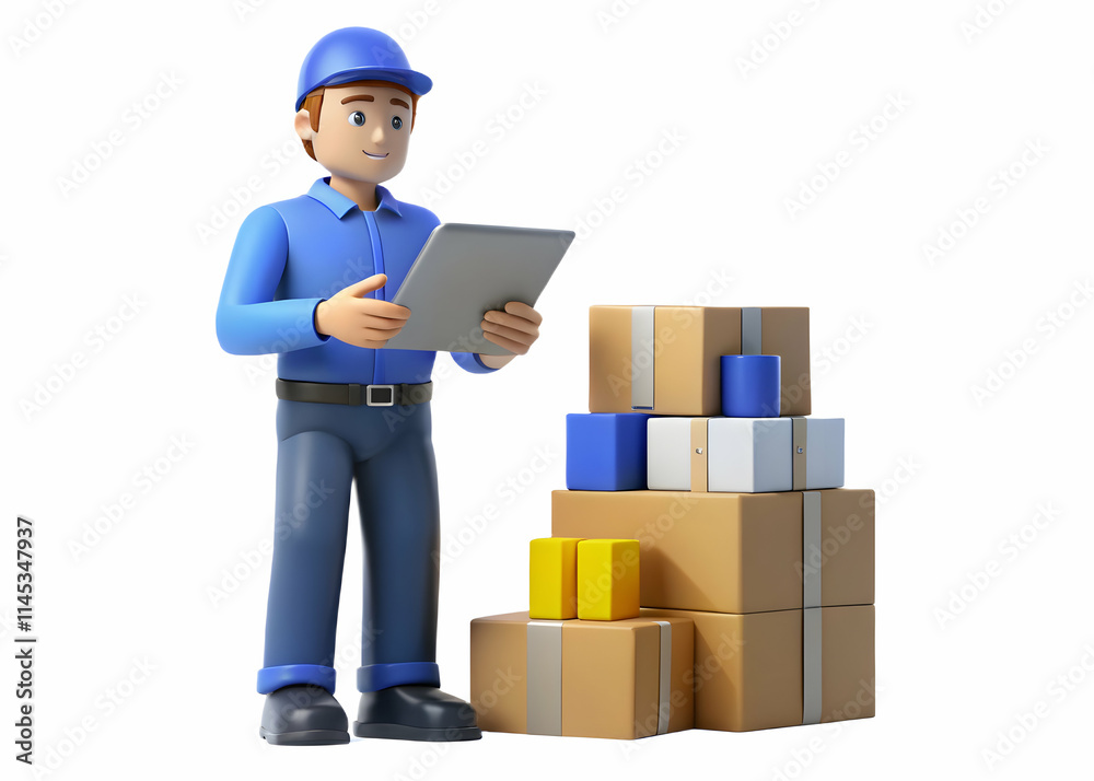 Logistics Analyst Reviewing Shipment Data with Copy Space for Ads on Plain Background Logistics Analyst Reviewing Shipment Data with Copy Space for Ads on Plain Background