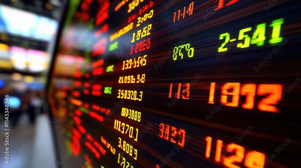 3D Render of Stock Market Chart on LED Display with Vibrant Colors