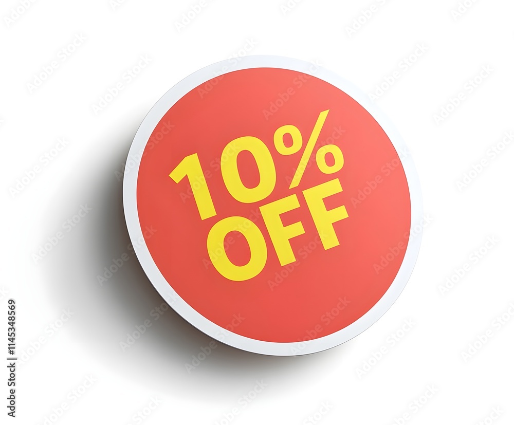 A red circular sticker with the text A red circular sticker with the text