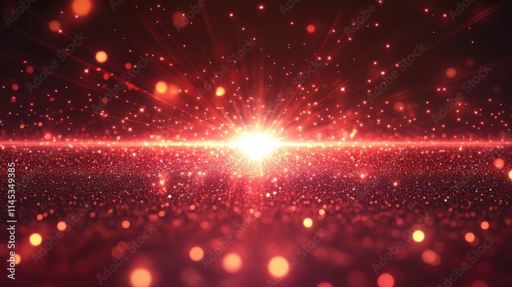 A vibrant red glitter background with a bright central light source radiating outwards creating a festive and celebratory atmosphere. A vibrant red glitter background with a bright central light source radiating outwards creating a festive and celebratory atmosphere.