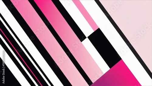 Vibrant abstract background with pink, black, and white stripes for use in modern graphic design projects. Gradient adds sophistication to eye-catching designs