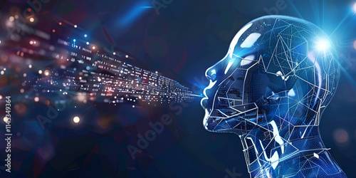 Artificial Intelligence and Data Flow Visualization, AI Digital Innovation Concept
