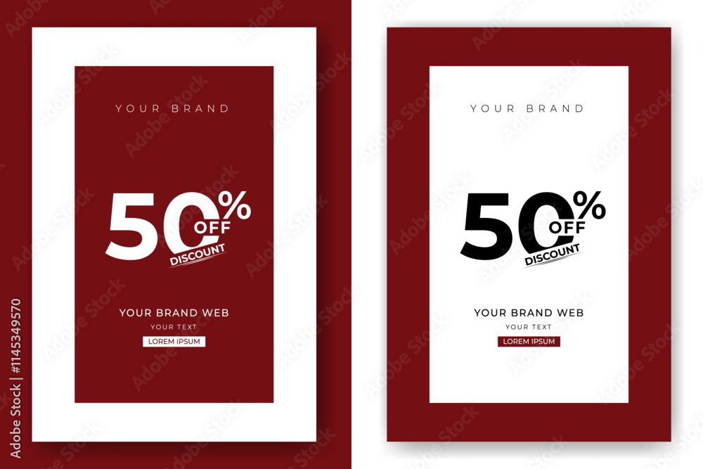 Minimalist Special Discount Offer Vector 50 Percent Flyer Template. Sales Discount Special Banner Template