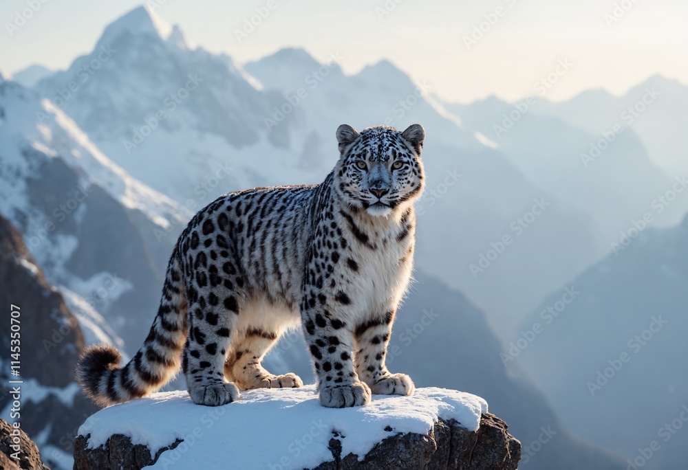 Fototapeta premium The snow leopard is a species of large cat in the genus Panthera of the family Felidae. The species is native to the mountain ranges of Central and South Asia.