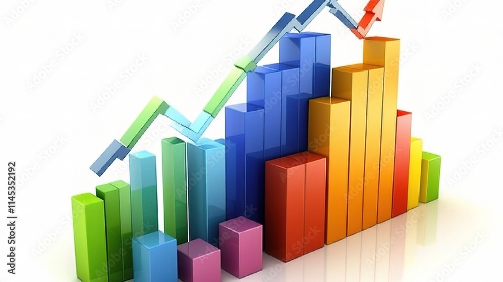 Vivid Financial Growth Chart with Colorful Layers and Data Trends Vivid Financial Growth Chart with Colorful Layers and Data Trends