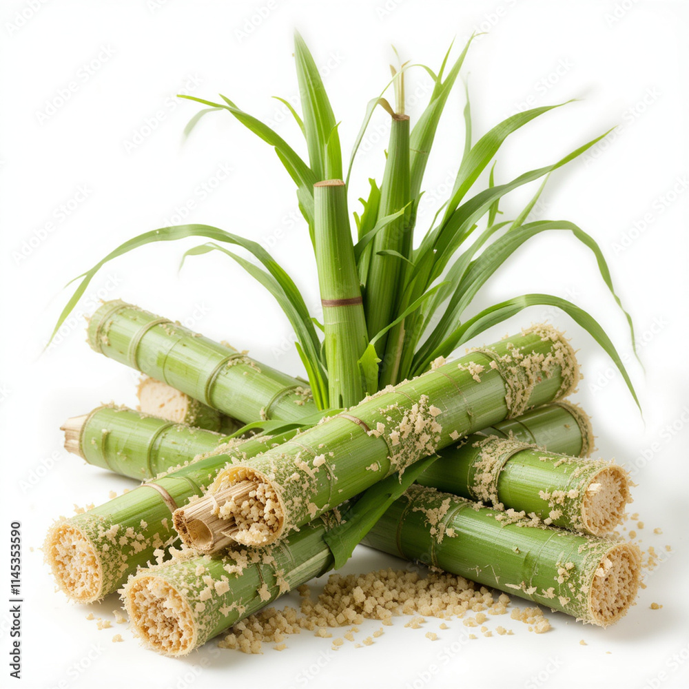 Fototapeta premium Sugarcane on white background - fruit generation -
