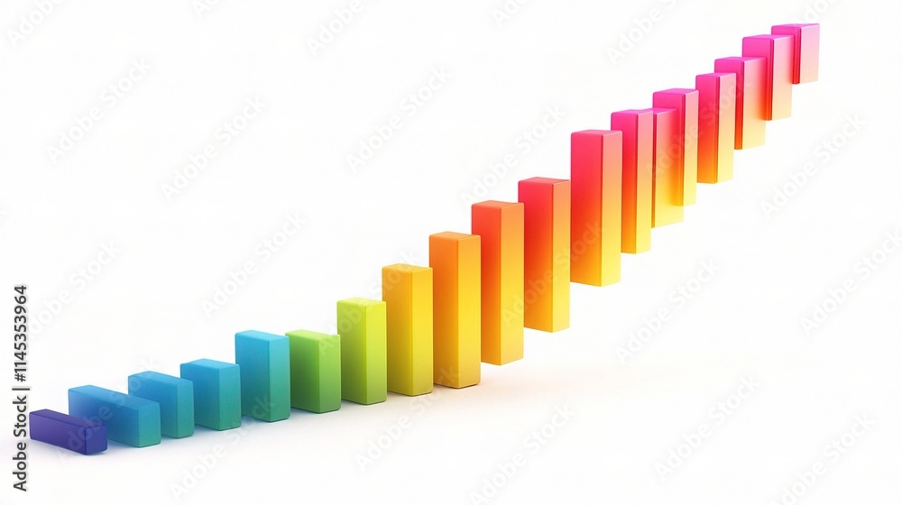 Colorful Financial Growth Chart with Bright Bars on White Background Colorful Financial Growth Chart with Bright Bars on White Background