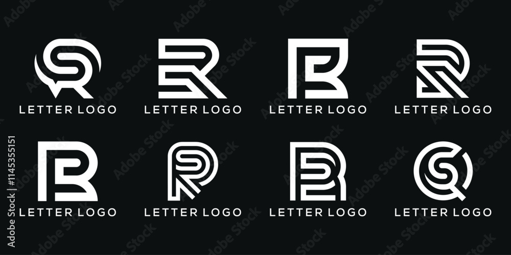 collection of letter RS SR logo design for business technology collection of letter RS SR logo design for business technology