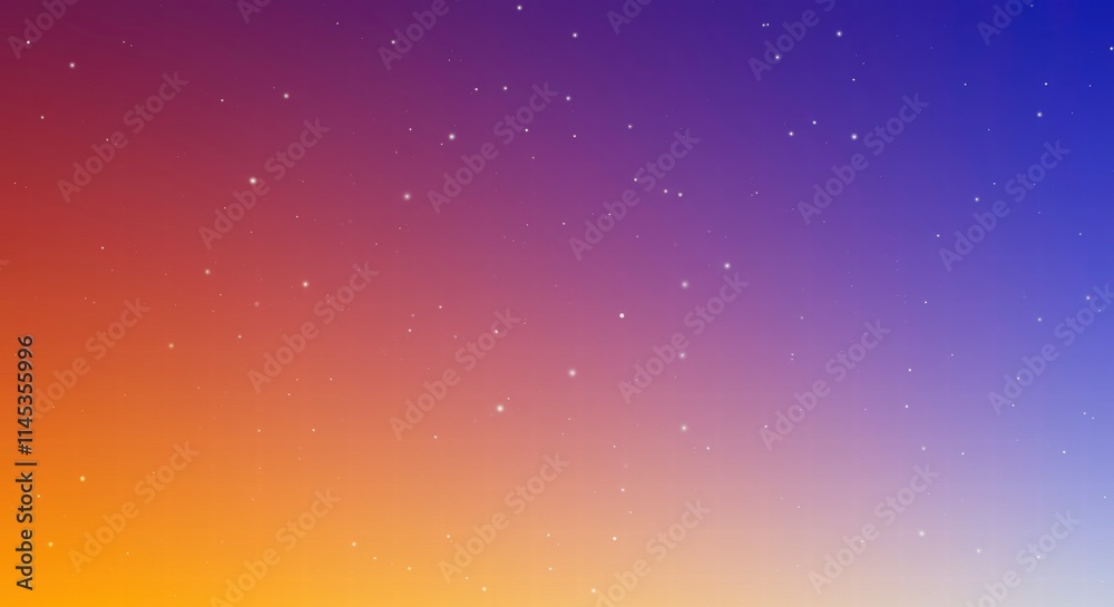 Obraz premium Cosmic Dreamscape: A captivating blend of orange, purple, and blue hues create a mesmerizing gradient background with scattered white dots, evoking a sense of ethereal beauty and cosmic wonder.