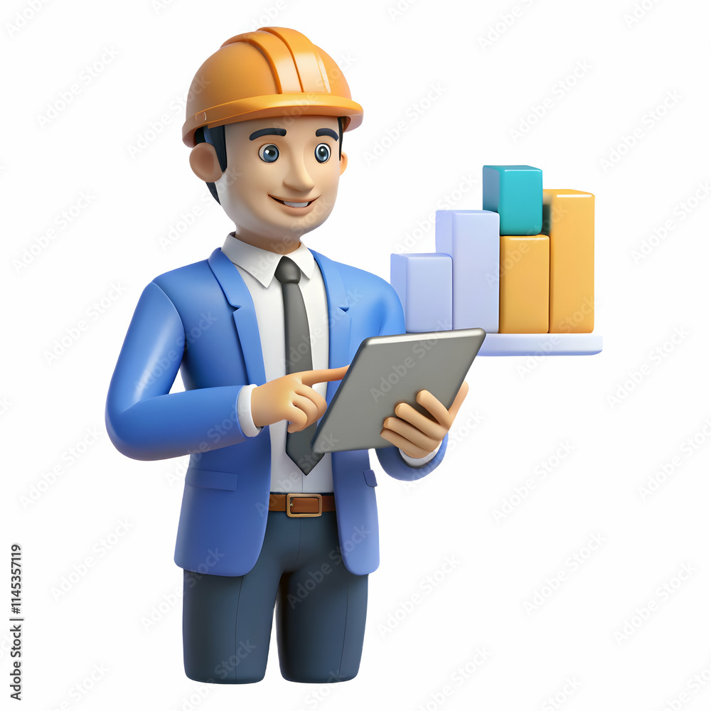 Logistics Manager Analyzing Financial Data on Tablet Against Glossy Background Logistics Manager Analyzing Financial Data on Tablet Against Glossy Background