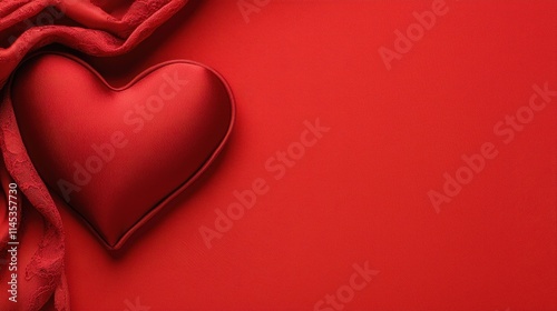 Red Heart Romantic Fabric Valentines Day Background