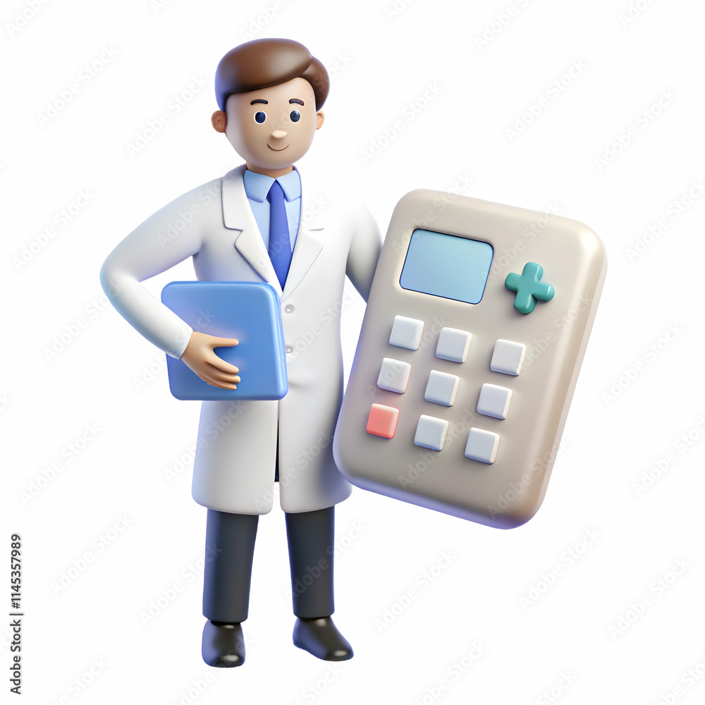 Medical Billing Specialist Calculating Patient Costs with Calculator on Desk Bokeh Background Medical Billing Specialist Calculating Patient Costs with Calculator on Desk Bokeh Background