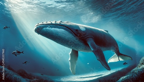 The North Atlantic right whale, a baleen whale in the genus Eubalaena, is one of three right whale species. photo