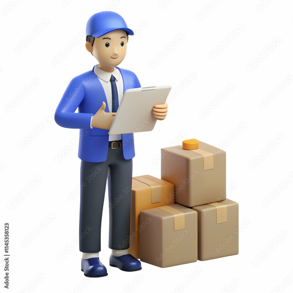 Obraz premium Logistics Manager Negotiating Shipping Rates with Supplier on Plain Background