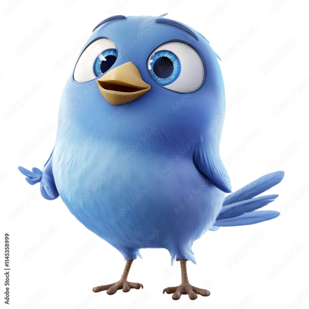 Adorable Blue Bird with Big Eyes and Cheerful Expression – Isolated on Transparent Background Adorable Blue Bird with Big Eyes and Cheerful Expression – Isolated on Transparent Background