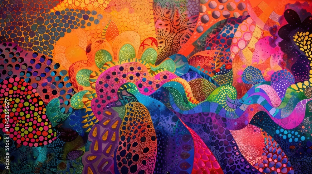 Fototapeta premium Vibrant Abstract Artwork with Colorful Patterns and Textures