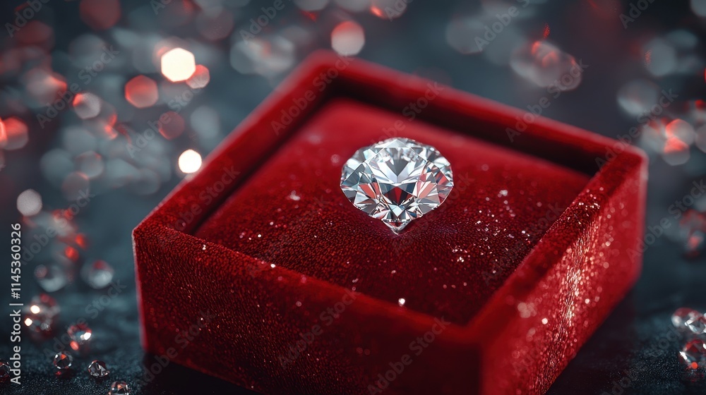 Sparkling Diamond in Red Velvet Box Luxury Gift Sparkling Diamond in Red Velvet Box Luxury Gift