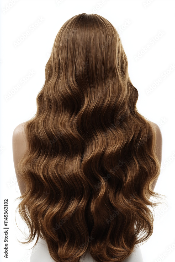 Beautiful wavy brown hair with a white background Beautiful wavy brown hair with a white background