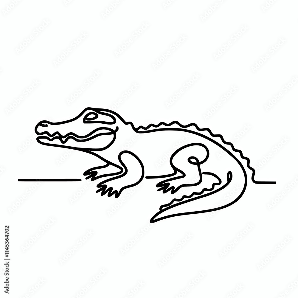 Fototapeta premium Continuous line crocodile illustration