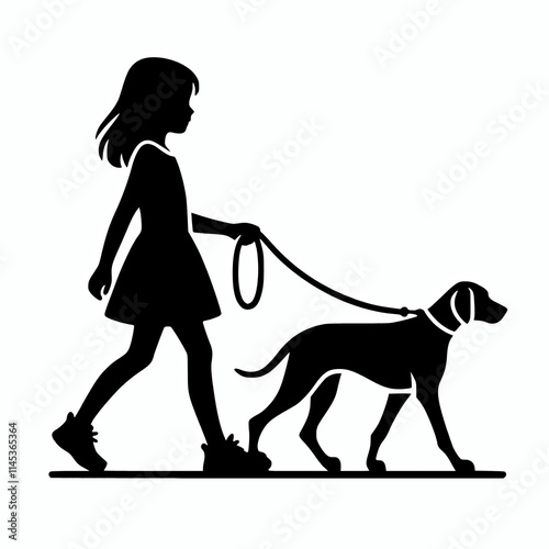 Wallpaper Mural A girl is walking a weimaraner dog black silhouette vector illustration Torontodigital.ca