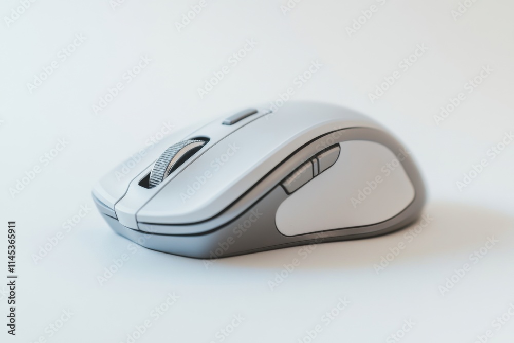Modern Wireless Mouse on White Background Ready for Action Modern Wireless Mouse on White Background Ready for Action