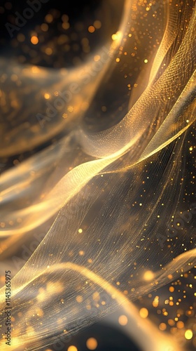 Golden Fabric Waves With Sparkling Lights