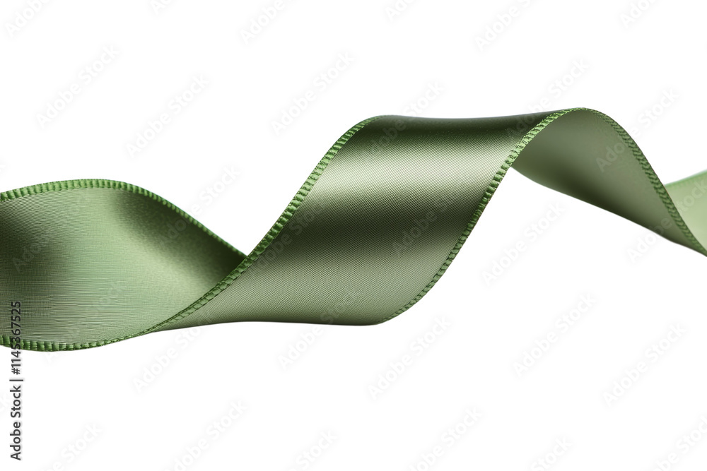 A green ribbon with a wavy pattern