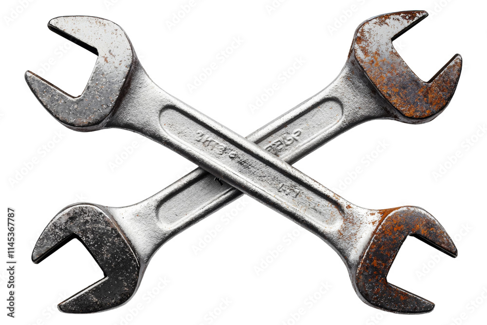 Two wrenches are crossed over each other Two wrenches are crossed over each other