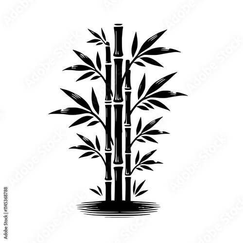 Bamboo Silhouette: A striking silhouette of a bamboo plant, symbolizing resilience, growth, and harmony. Its simple yet powerful design evokes tranquility and natural beauty. 