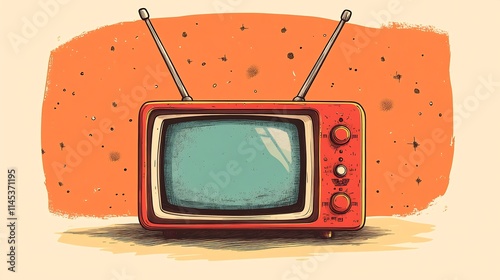 Detailed vector illustration of an oldschool TV with antennas isolated on white ideal for nostalgic and retro branding photo