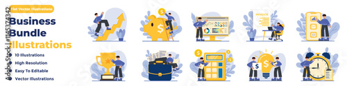 Wallpaper Mural 10 Business Illustration Bundle. Flat Vector Style. High-Quality Editable Designs. Torontodigital.ca