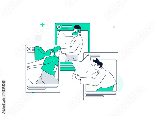 Wallpaper Mural Virtual characters social communication concept business flat vector hand drawn illustration
 Torontodigital.ca