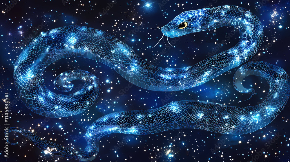 Serpent constellation on night sky background. symbol of year. Constellation. Illustration Serpent constellation on night sky background. symbol of year. Constellation. Illustration