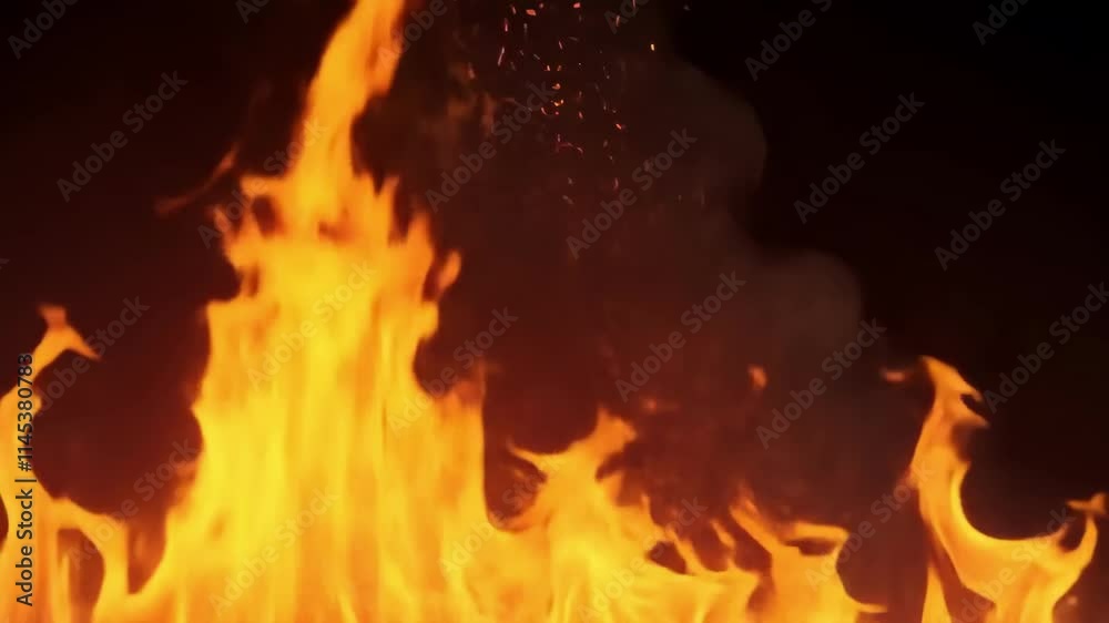 Intense Fire Flames Dancing on a Black Background Intense Fire Flames Dancing on a Black Background
