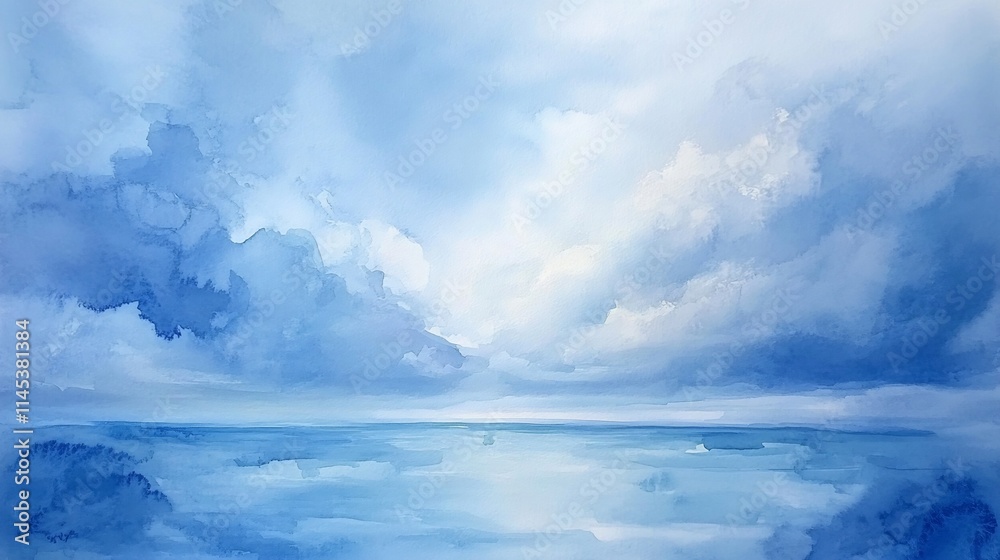 Serene seascape with blue sky and clouds. Serene seascape with blue sky and clouds.