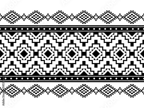 Geometric ethnic oriental seamless pattern traditional Design for background,carpet,wallpaper.clothing,wrapping,Batik fabric,Vector illustration.embroidery style - Sadu, sadou, sadow or sado